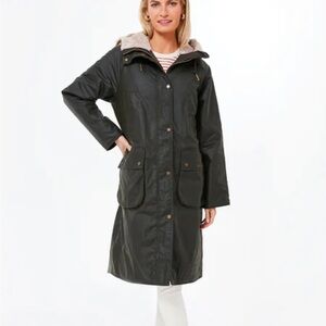 Barbour dark green Wax Coat with Hood US size 10 NWT
